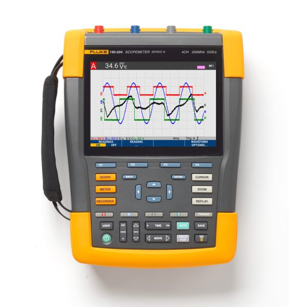 Fluke 190-204-III-S: 4-Channel, 200 MHz Handheld Oscilloscope with SCC-293 Kit